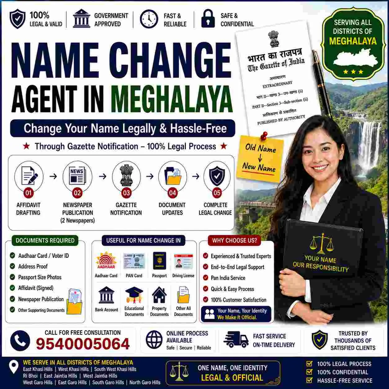 Name change agent in Meghalaya comparing the state gazette via MeghalayaONE and the Central Gazette route