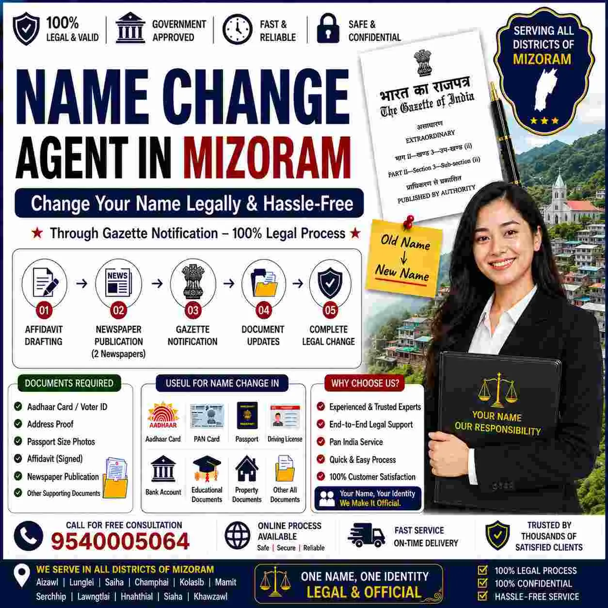 Name change agent in Mizoram comparing the state gazette via the Printing and Stationery Department and the Central Gazette route