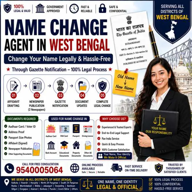 Name change agent in West Bengal comparing the Kolkata Gazette Part-II portal and the Central Gazette route